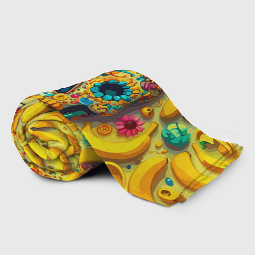 Плед Красочный летний паттерн с черепом - нейроарт / 3D-Велсофт – фото 2