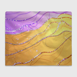 Плед флисовый Фиолетово-золотая текстура с блестяшками, цвет: 3D-велсофт