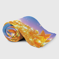 Плед флисовый Золотые шарики на голубом фоне, цвет: 3D-велсофт — фото 2