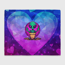 Плед флисовый Кактус в виде инопланетянина, цвет: 3D-велсофт