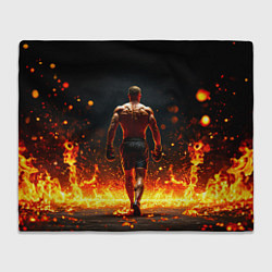 Плед флисовый Боксер и огонь, цвет: 3D-велсофт