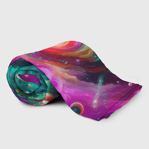 Плед Космическая неоновая фантазия - нейроарт / 3D-Велсофт – фото 2