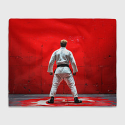 Плед флисовый Боец джиу-джитсу на красном, цвет: 3D-велсофт