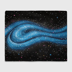 Плед флисовый Синяя абстрактная текстура на черном, цвет: 3D-велсофт