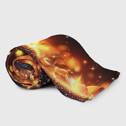 Плед Оранжевое боке на черном / 3D-Велсофт – фото 2