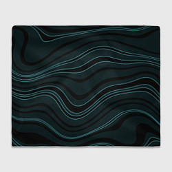 Плед флисовый Тёмный синий волнистые полосы, цвет: 3D-велсофт