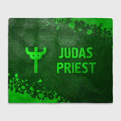 Плед флисовый Judas Priest - green gradient по-горизонтали, цвет: 3D-велсофт