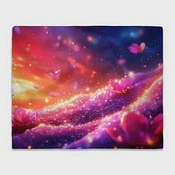 Плед флисовый Фиолетовые и красные оттенки текстура, цвет: 3D-велсофт