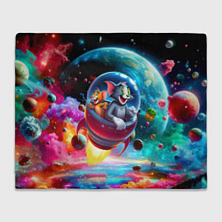 Плед флисовый Том и Джерри летят в ракете - нейроарт, цвет: 3D-велсофт