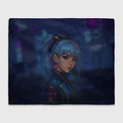 Плед флисовый Камисато Аяка киберпанк, цвет: 3D-велсофт