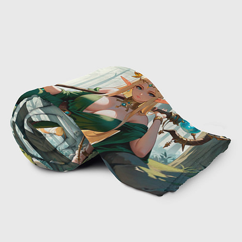 Плед Эльфийская аниме ведьма среди черепов в мрачном ле / 3D-Велсофт – фото 2