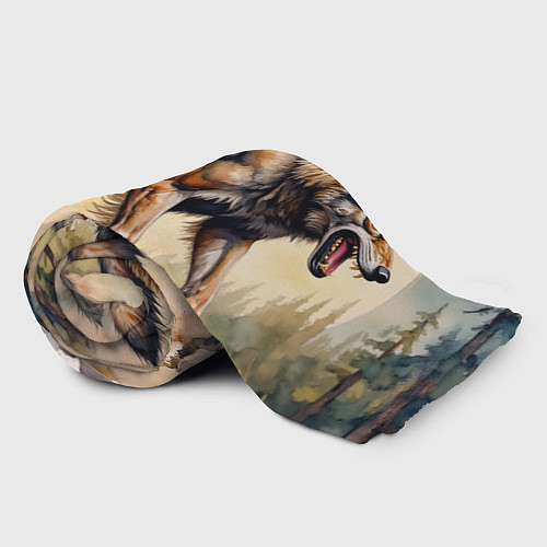 Плед Волк бежит на фоне луны / 3D-Велсофт – фото 2