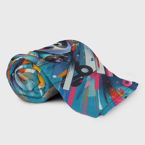 Плед Funny panda cub on a graffiti background / 3D-Велсофт – фото 2