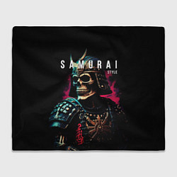 Плед флисовый Самурай с маской черепа, цвет: 3D-велсофт