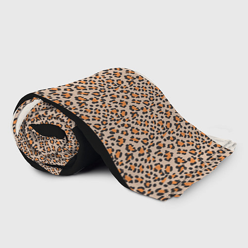 Плед Леопардовый паттерн с черной и бежевой полосой / 3D-Велсофт – фото 2