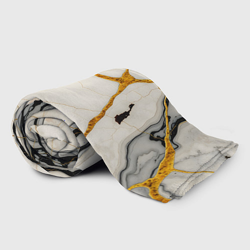 Плед Золотые прожилки в мраморе / 3D-Велсофт – фото 2