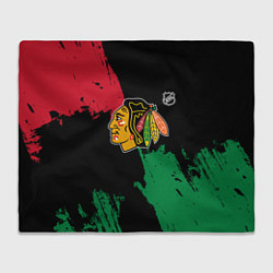 Плед флисовый Чикаго Блэкхокс - брызги красок, цвет: 3D-велсофт