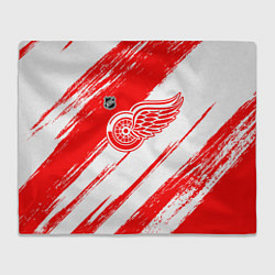 Плед флисовый Детройт Ред Уингз - брызги красок, цвет: 3D-велсофт