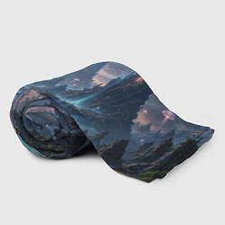 Плед флисовый Фантастический мир с медузами и озеро у гор, цвет: 3D-велсофт — фото 2