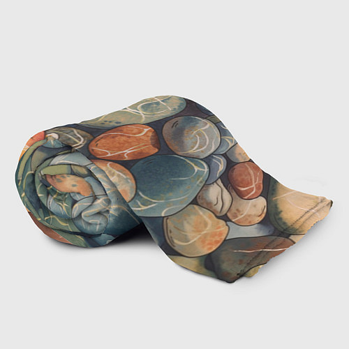 Плед Акварельный Кои карп и камушки галька / 3D-Велсофт – фото 2