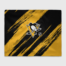 Плед флисовый Питтсбург Пингвинз - брызги краски, цвет: 3D-велсофт