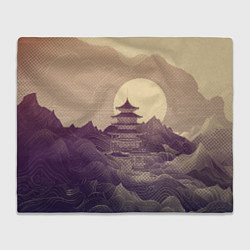 Плед флисовый Ретро иллюстрация Японского храма, цвет: 3D-велсофт