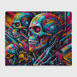 Плед флисовый Cyber skull - pattern, цвет: 3D-велсофт