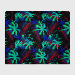 Плед флисовый Palm neon black, цвет: 3D-велсофт