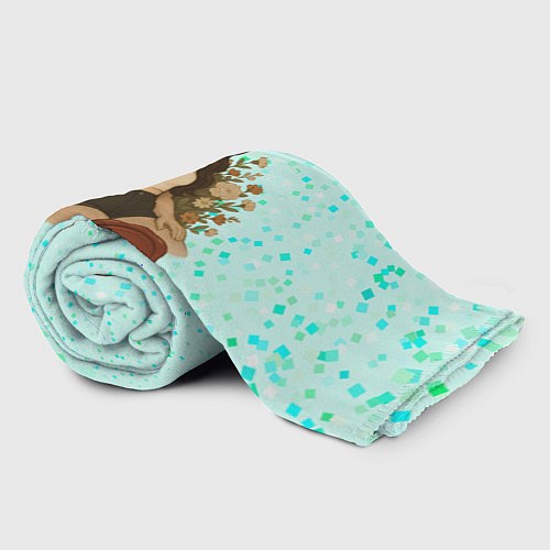 Плед Lana Del Rey сидит в цветах / 3D-Велсофт – фото 2