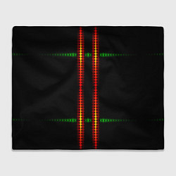 Плед флисовый Neon black green circles, цвет: 3D-велсофт