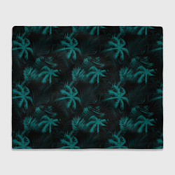 Плед флисовый Palm light blue dark, цвет: 3D-велсофт