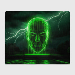 Плед флисовый Неоновая голова, цвет: 3D-велсофт