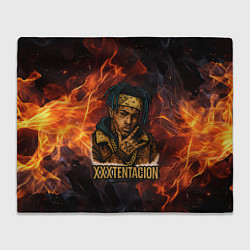 Плед флисовый XXXTentacion на фоне огня, цвет: 3D-велсофт