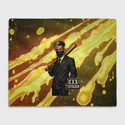 Плед флисовый XXXTentacion в пиджаке с битой, цвет: 3D-велсофт