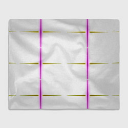 Плед флисовый Color white pink yellow stripes, цвет: 3D-велсофт