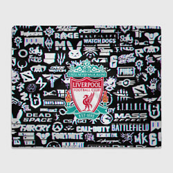 Плед флисовый Логотипы игр Ливерпуль глитч, цвет: 3D-велсофт