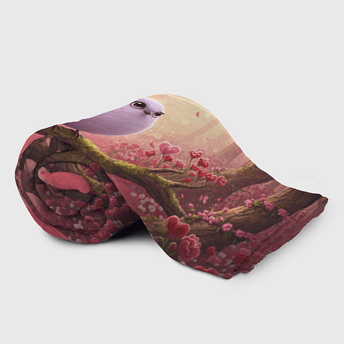 Плед Сиреневая птица в розовом цветущем лесу / 3D-Велсофт – фото 2