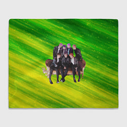 Плед флисовый BTS сидят на диване, цвет: 3D-велсофт