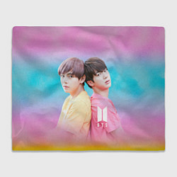 Плед флисовый BTS градиент голубой и розовый, цвет: 3D-велсофт