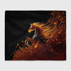 Плед флисовый Оранжево желтая лошадь созданная из янтаря, цвет: 3D-велсофт