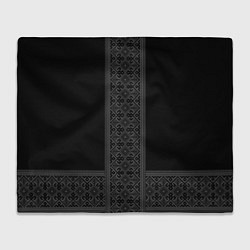 Плед флисовый Серебряный узор на черном - вышиванка рубаха, цвет: 3D-велсофт