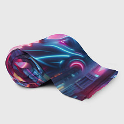 Плед флисовый Cyber love - metropolis neon glow, цвет: 3D-велсофт — фото 2