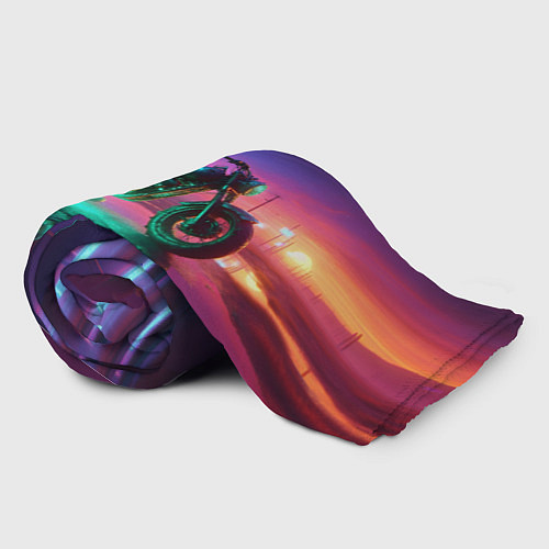 Плед Шрек на мотоцикле на закате - нейроарт фантазия / 3D-Велсофт – фото 2