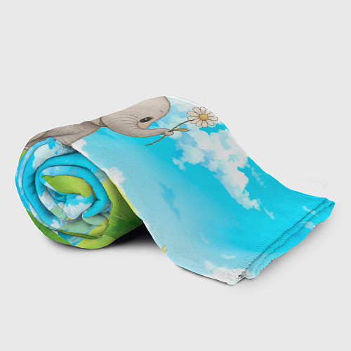 Плед Слоненок с цветочком / 3D-Велсофт – фото 2