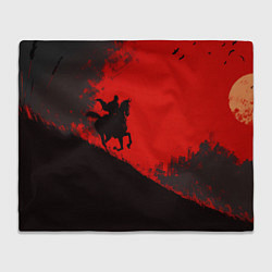 Плед флисовый Лошадь скачет на красном фоне, цвет: 3D-велсофт