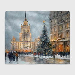 Плед флисовый Новогодняя Москва, цвет: 3D-велсофт