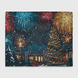 Плед флисовый Новогодний салют, цвет: 3D-велсофт