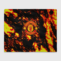 Плед флисовый Манчестер Юнайтед огненные краски, цвет: 3D-велсофт