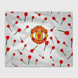 Плед флисовый Манчестер Юнайтед розы паттерн, цвет: 3D-велсофт