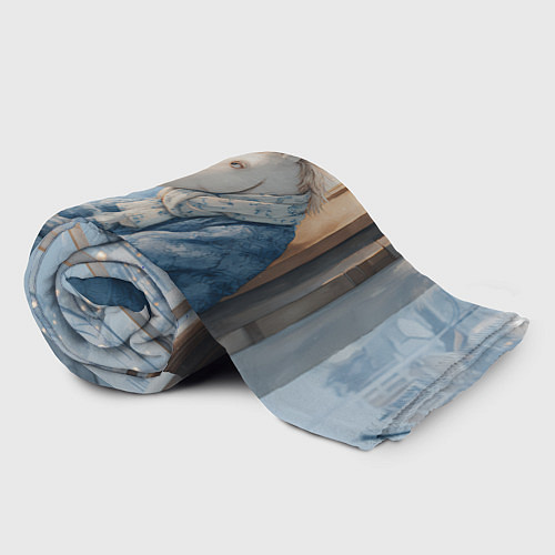 Плед Лошадка пьет кофе на подоконнике / 3D-Велсофт – фото 2